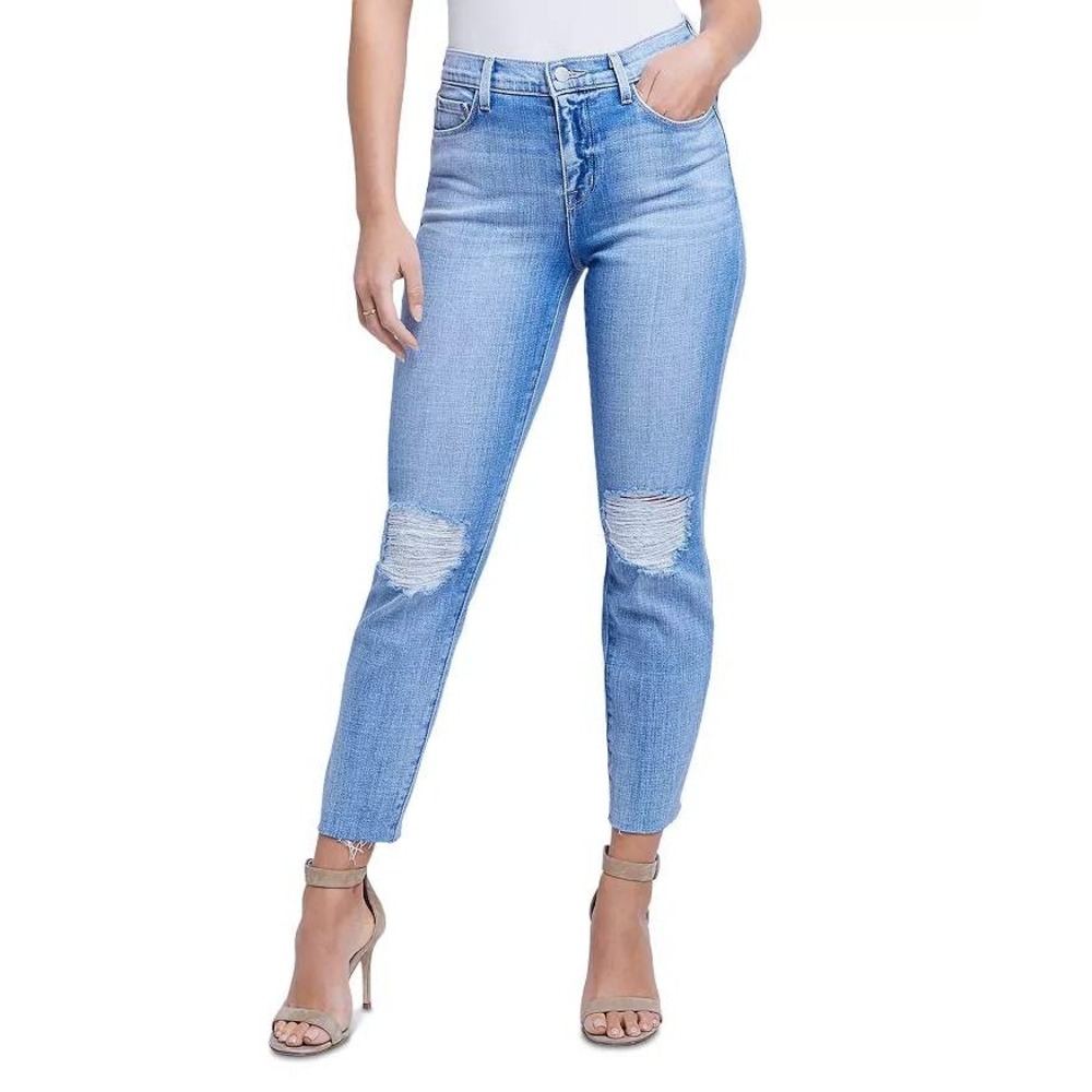L'AGENCE El Matador Slim Jeans Womens Size 25 Light Blue Distressed High Rise